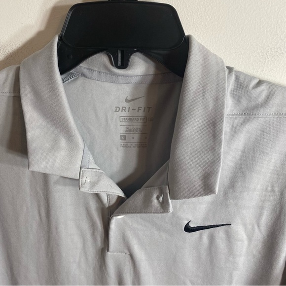 Nike Dri Fit Gray Polo Shirt Sz Large Men’s Short Sleeve - Picture 3 of 5